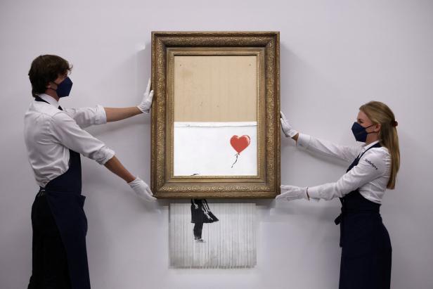 Banksy's 'Love is in the Bin' photocall at Sotheby's