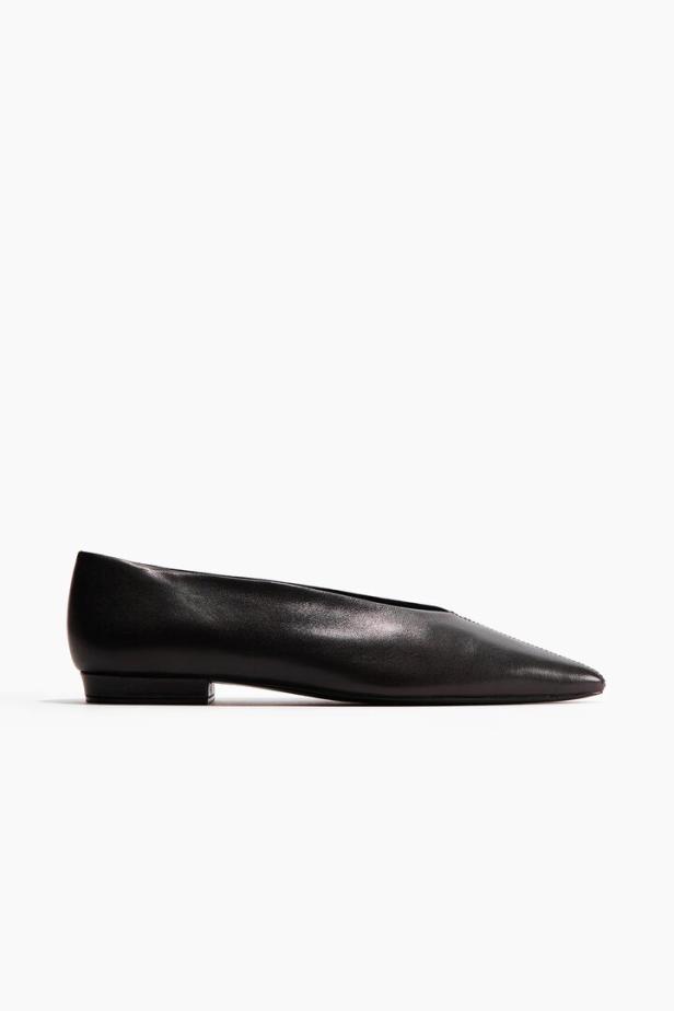 Schwarzer Ballerina aus Leder