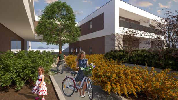 Ein Rendering vom Gebäude. 