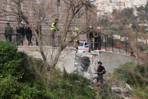 Emergency services inspect the damage in Jerusalem's Old City