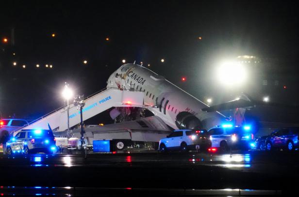 Air Canada Express jet collides with a ground vehicle at LaGuardia airport