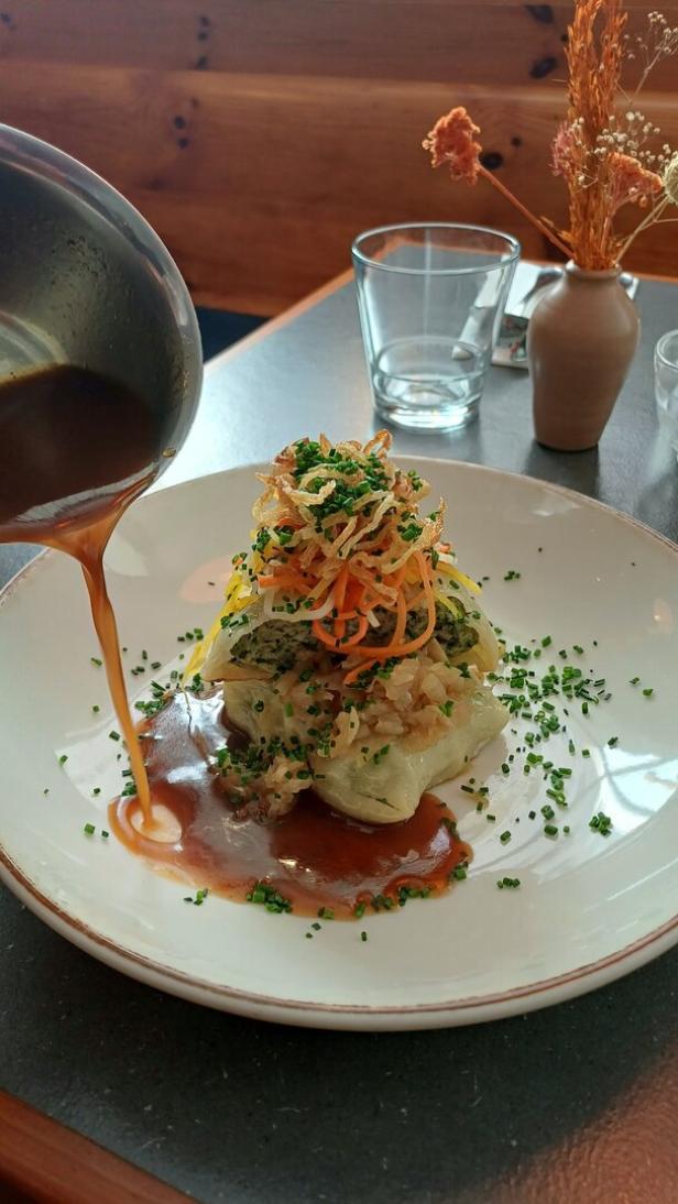 Die Maultaschen sind eine Spezialität des Hauses. 