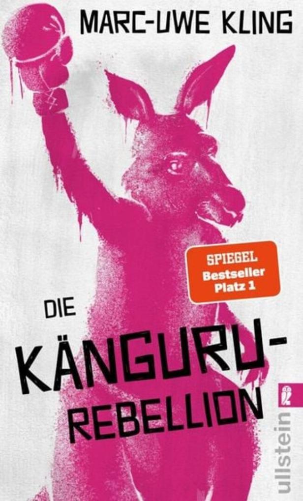 Ein pinkes Känguru mit Boxhandschuh hebt den Arm, daneben steht der Titel „Die Känguru-Rebellion“ und der Name Marc-Uwe Kling.