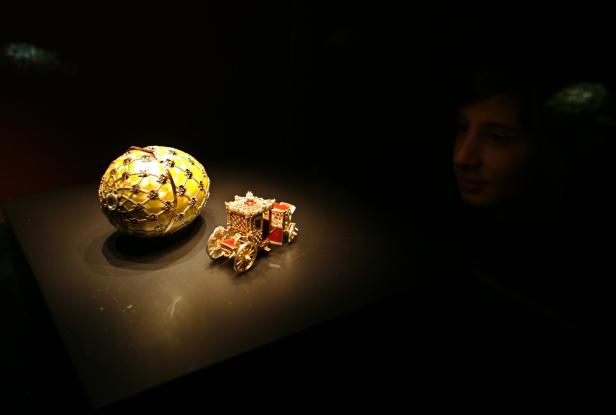 The Coronation Faberge egg is displayed during the exhibition "Treasures of Imperial Russia" in Croatia's Adriatic town of Dubrovnik