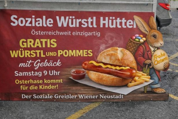 Soziale Würstl-Hütte zu Ostern am Standort des "Sozialen Greissler"
