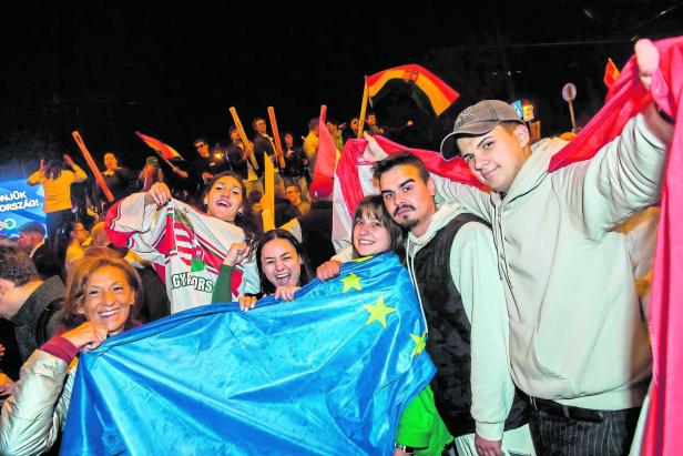 Wahlparty am Sonntag in Budapest.