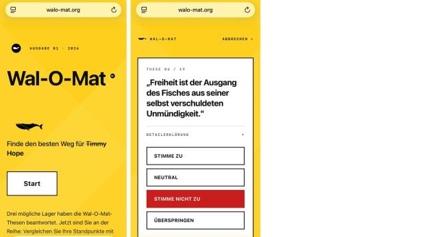 Screenshot des Wal-O-Mats