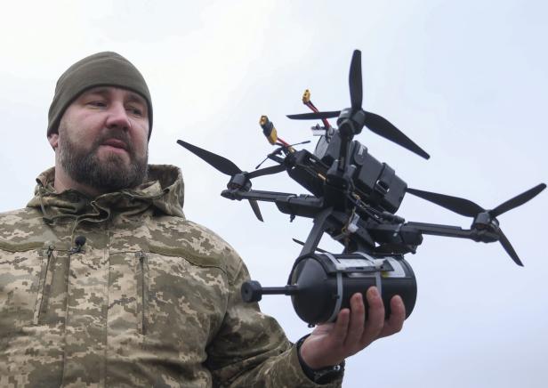 Ukrainian troops test drones with fiber-optic controls