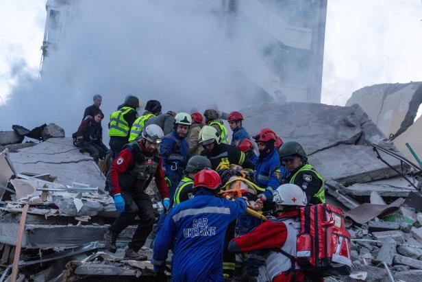 Aftermaath of Russian missile and drone strikes in Kyiv