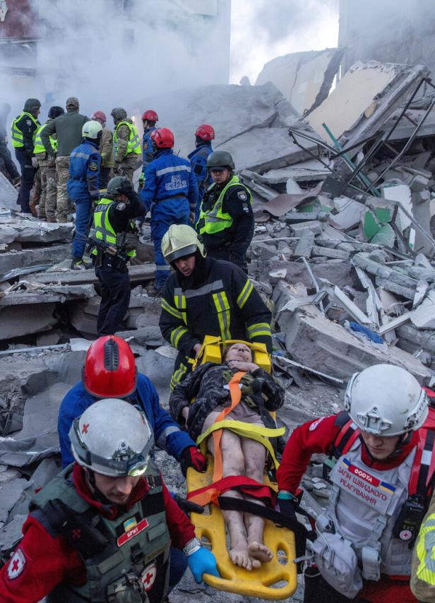 Aftermaath of Russian missile and drone strikes in Kyiv