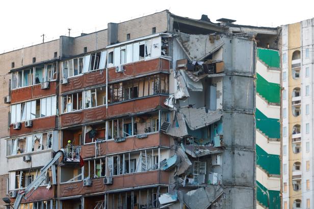 Aftermath of Russian missile and drone strikes, in Kyiv