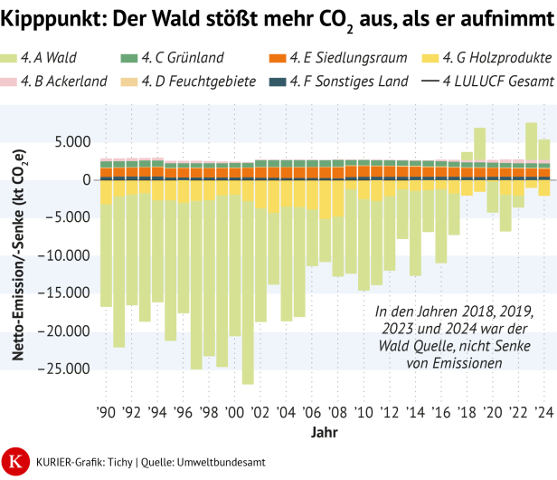 Österreichs Wald ist Treibhausgas-Emittent
