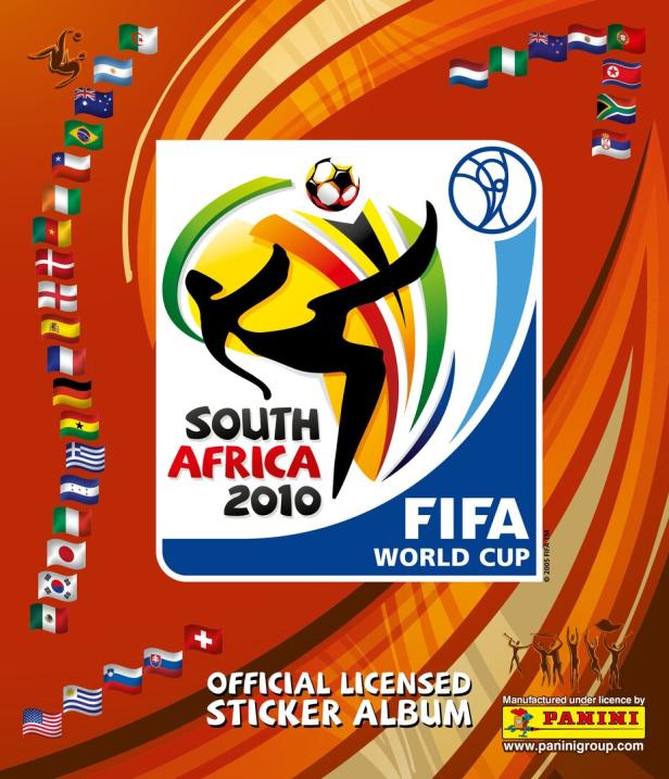 Das Logo der FIFA Fussball-Weltmeisterschaft Südafrika 2010 mit Länderflaggen umrandet.
