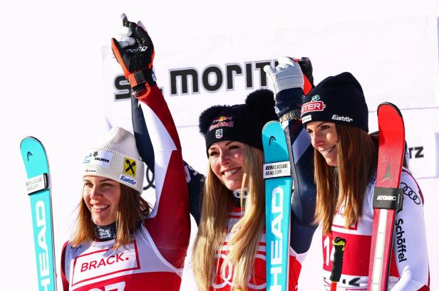 In der Abfahrt von St. Moritz fuhr Puchner als Dritte den letzten Podestplatz ihrer Karriere ein.