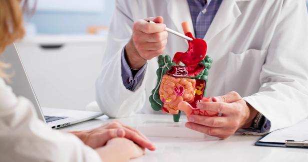 Doctor Explaining Colon Polyps And Bowel Disease