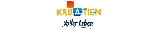 Das Logo zeigt den Schriftzug „KROATIEN Voller Leben“ in bunten, künstlerischen Buchstaben vor weißem Hintergrund.