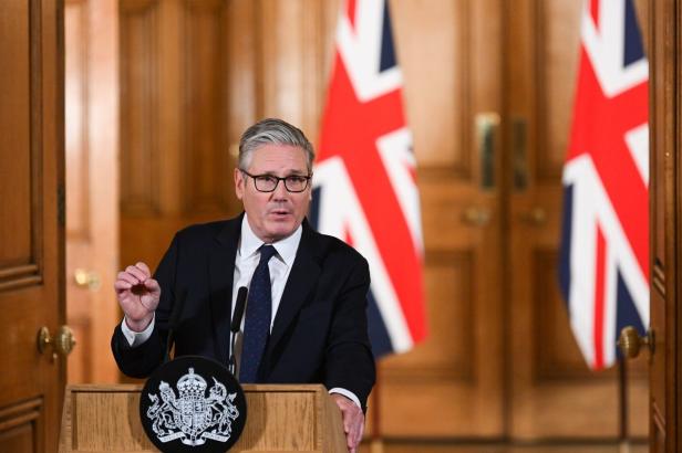 Britain's PM Keir Starmer holds a press conference on social media ban for teenagers