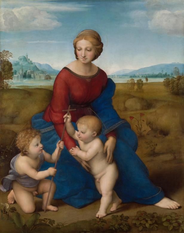 Madonna mit zwei Kindern von Raffael in der Gemäldegalerie des Kunsthistorischen Museums.