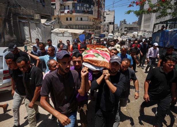 Funeral of Palestinian Raghad Ashour who was killed in an Israeli strike on a vehicle in Gaza City