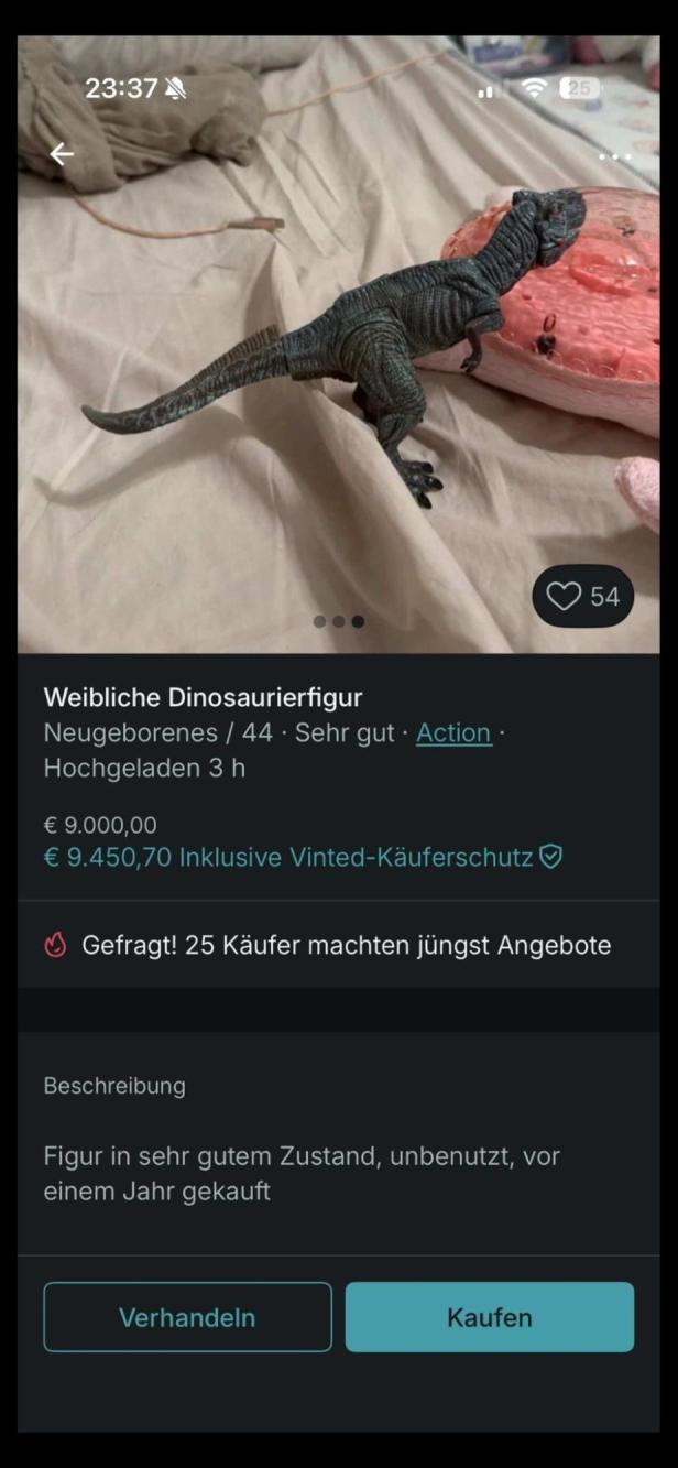 Vinted Anzeige mit einem Dinosaurier