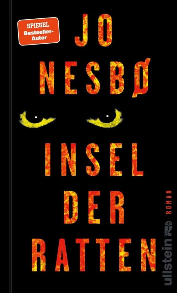 Buchcover von Jo Nesbø: „Insel der Ratten“ mit dunklem Hintergrund und gelb leuchtenden Augen.