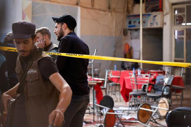 Site of a reported blast at a cafe in Damascus