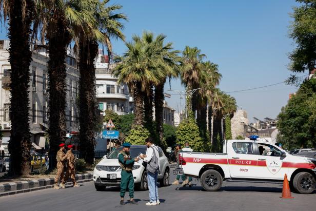 Site of a reported blast at a cafe in Damascus
