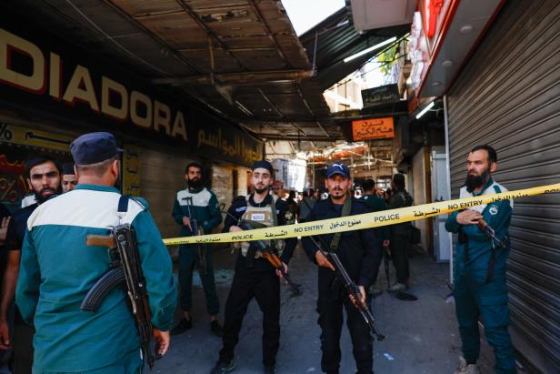 Site of a reported blast at a cafe in Damascus