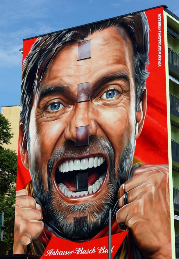 FILE PHOTO: An advertising mural depiting Klopp is pictured on a building  in Berlin