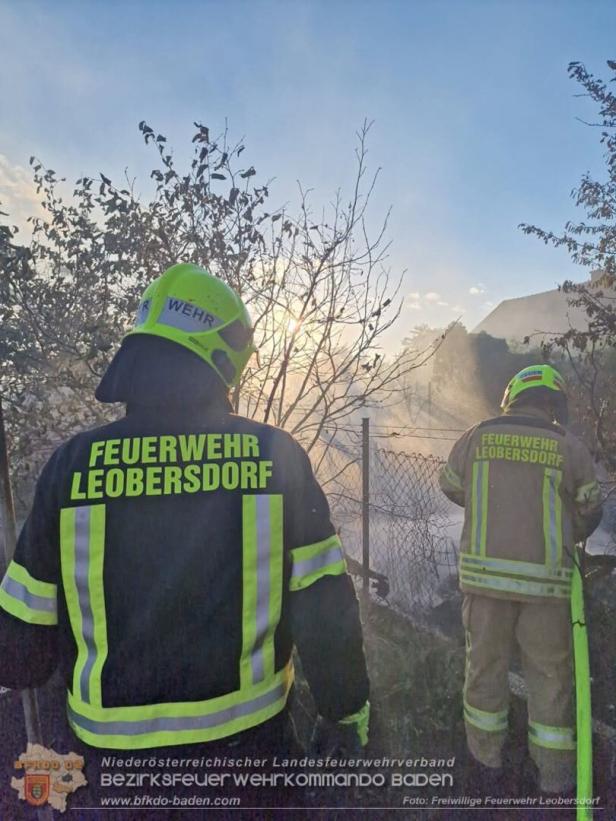 Die Feuerwehr Leobersdorf bei dem Brand.