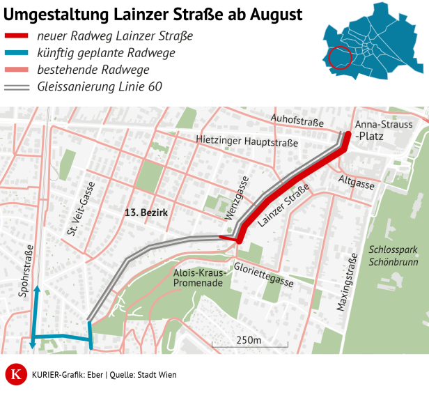 Baustelle in der Lainzer Straße ab August 2026 bis Ende 2027