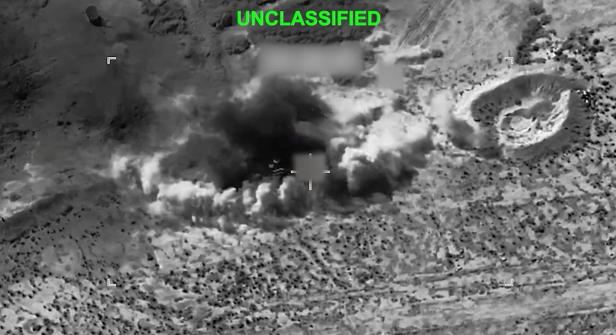 Explosions at an unknown location, during what U.S. Central Command says are strikes on Iran