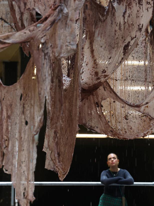 'Open Wound' installation by South Korean artist Mire Lee unveiled in Turbine Hall at Tate Modern in London