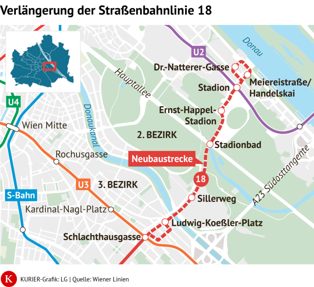 Die Strecke der verlängerten Linie 18