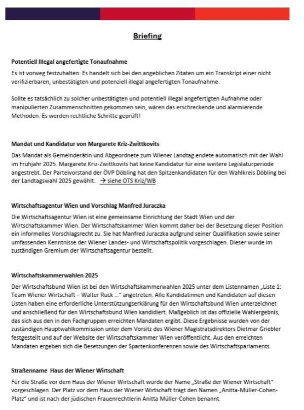 Ein Faksimile aus dem Wiener Wirtschaftsbund.