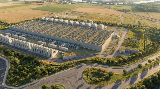 Rendering des fertigen Google-Rechenzentrums in Kronstorf.