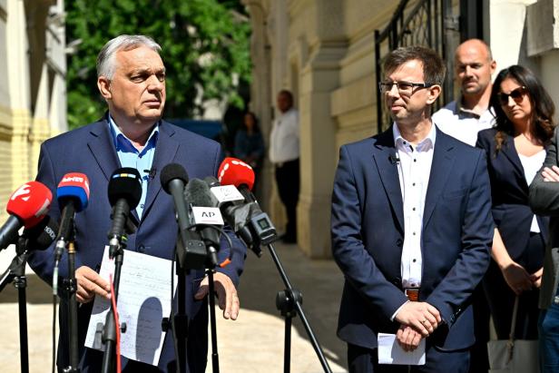 Fidesz party leader Viktor Orban holds press conference