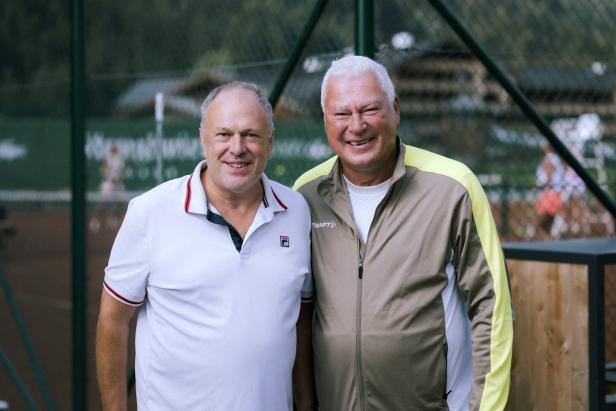 KURIER-GF Richard Grasl und Kickerlegende Toni Polster. 