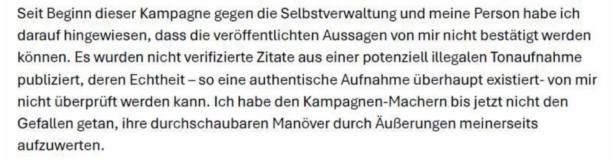 Ein Auszug des Briefes von Ruck: Er will Präsident bleiben. 