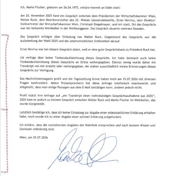 Faksimile Eidesstattliche Erklärung Marko Fischer