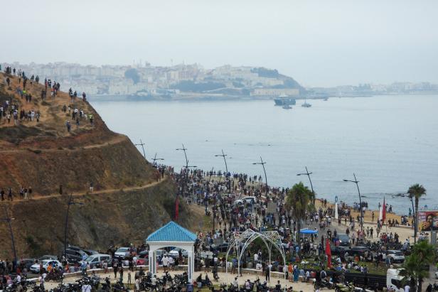 Migrants gather in Fnideq to cross to the Spanish enclave of Ceuta