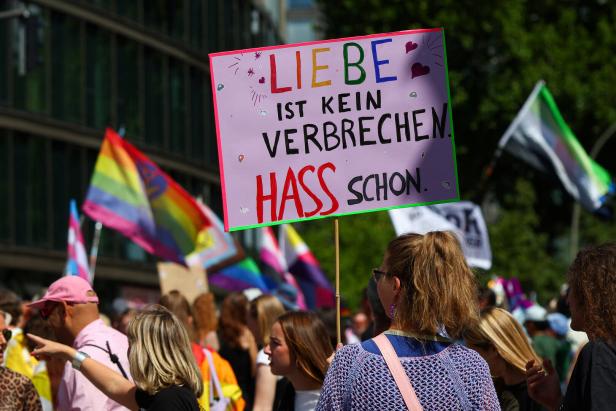 Revellers attend the annual Christopher Street Day (CSD) LGBTQ+ Pride demonstration, in Hamburg