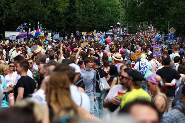 Revellers attend the annual Christopher Street Day (CSD) LGBTQ+ Pride demonstration, in Hamburg