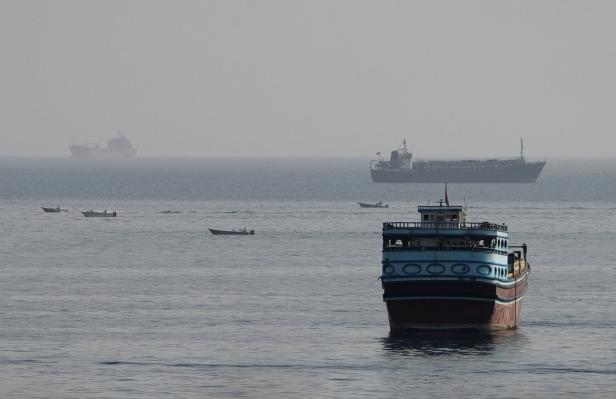 Vessels in the Strait of Hormuz, as seen from Musandam
