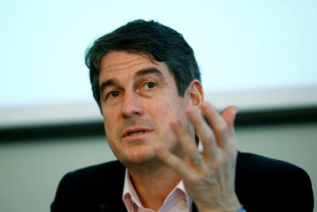 FILE PHOTO: Austrian specialised fireproof materials maker RHI CEO Borgas addresses a news conference in Vienna