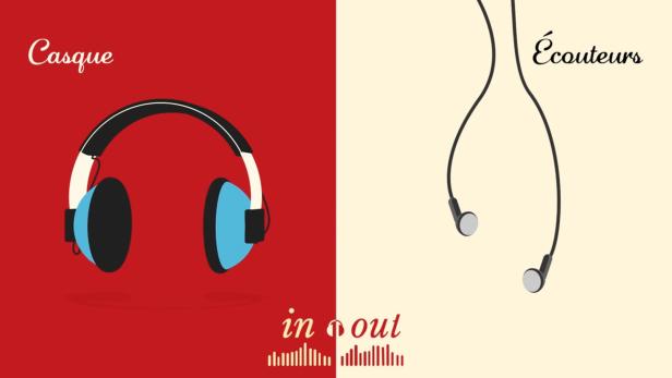 Eine Illustration, die Kopfhörer und Ohrhörer auf farbigem Hintergrund zeigt.