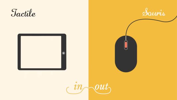 Ein Tablet und eine Computermaus werden nebeneinander dargestellt.