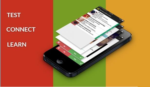 Ein Smartphone zeigt eine App zur Diagnose von Augenkrankheiten.