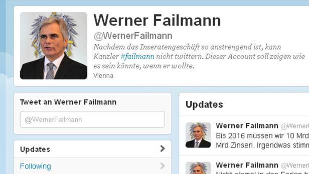 Ein Screenshot des Twitter-Profils von Werner Faymann.