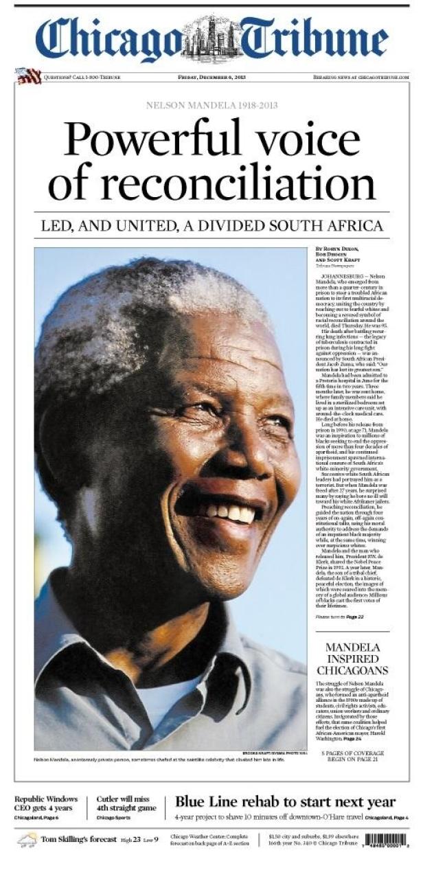 Titelseiten zum Tod von Nelson Mandela